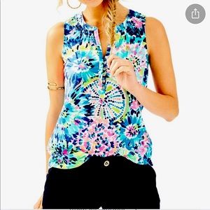Lilly pulitzer dive in tie-dye essie tank top size small.